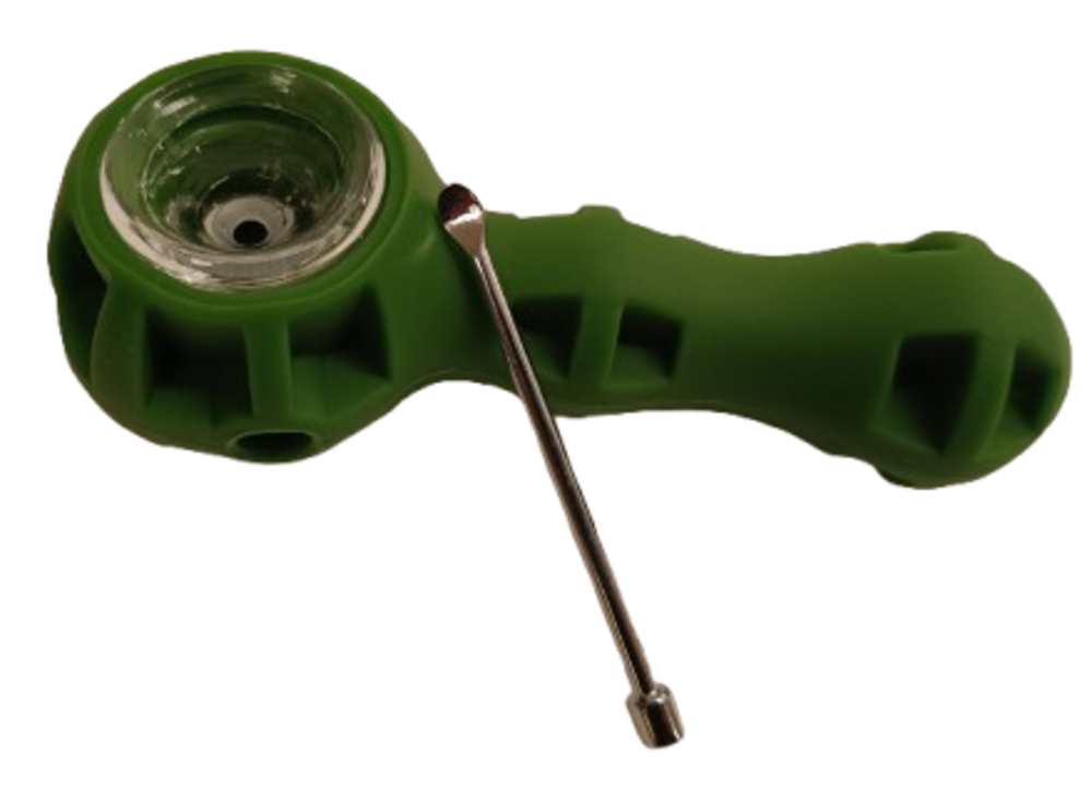Pipe de Silicone com Vidro Verde