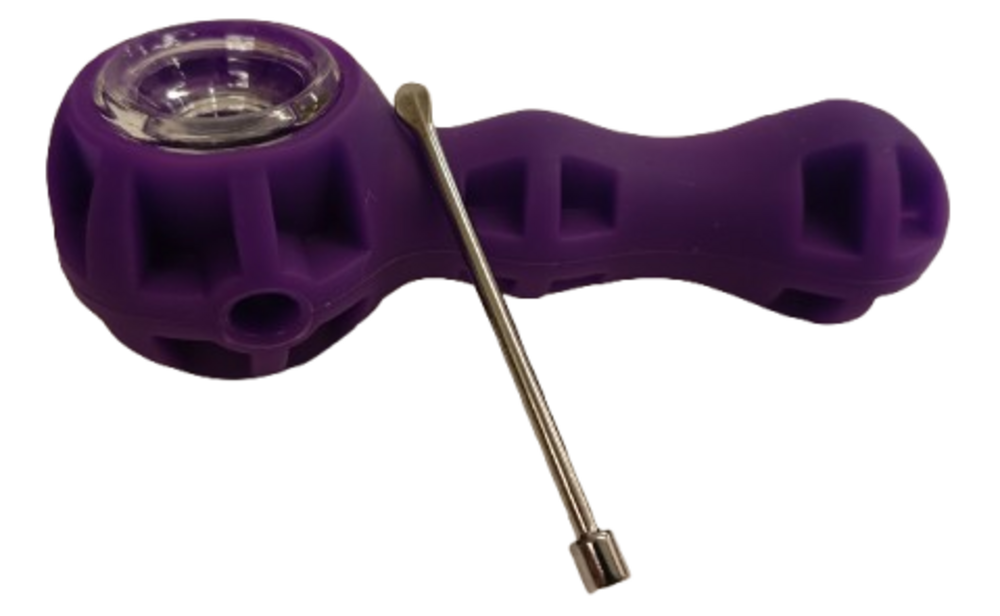 Pipe de Silicone com Vidro Roxo