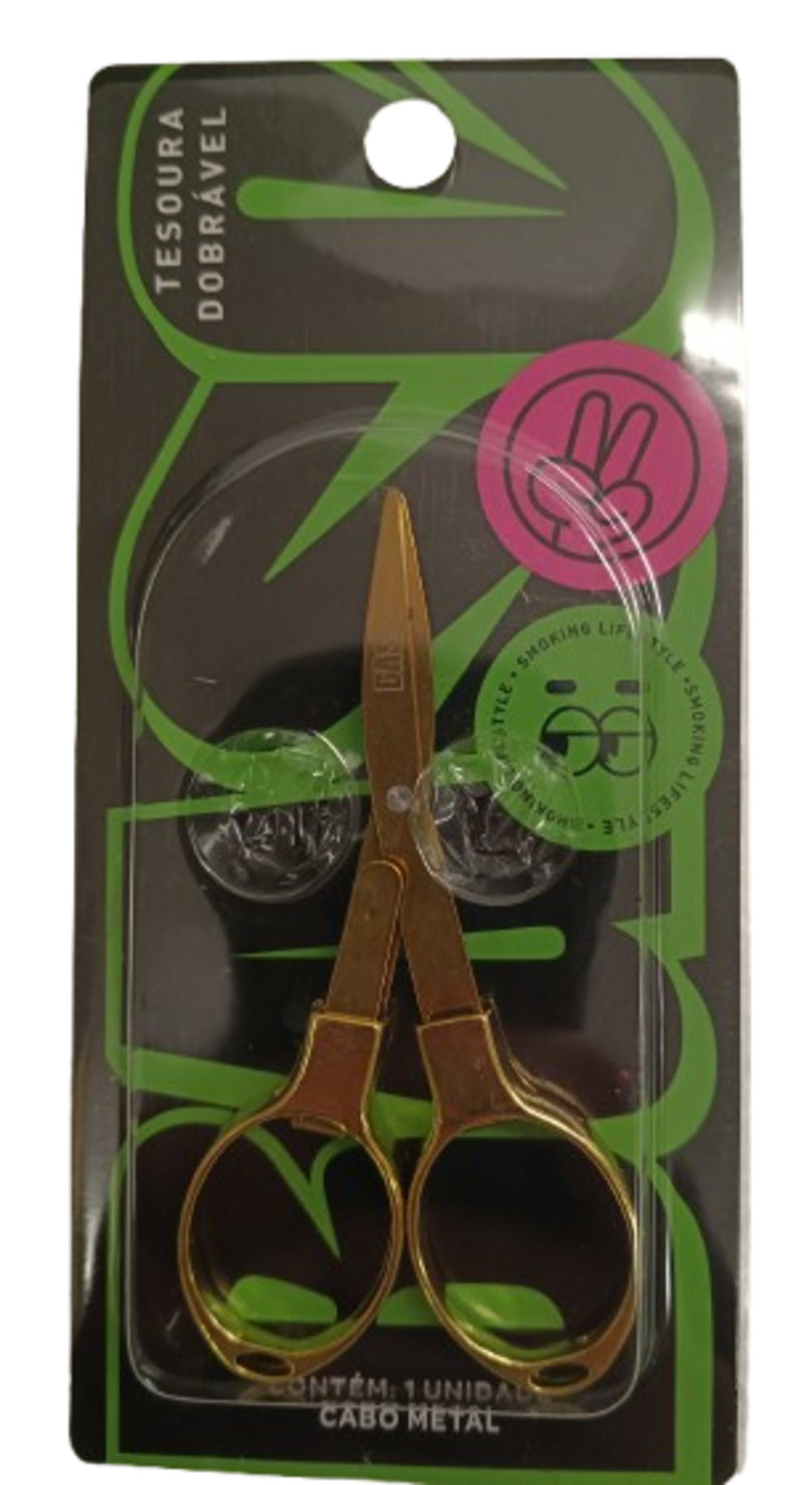 Tesoura Base Dobravel para Cortar Tabaco Dourada