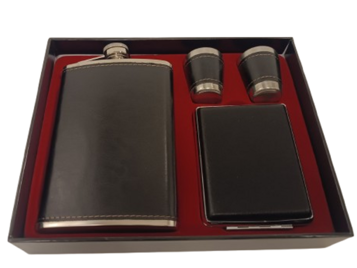 kit frasco de bebida com Cigarreira Preta